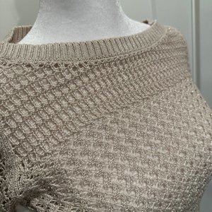 WHBM Off-White Sweater XS with Gold Metallic Thread Throughout